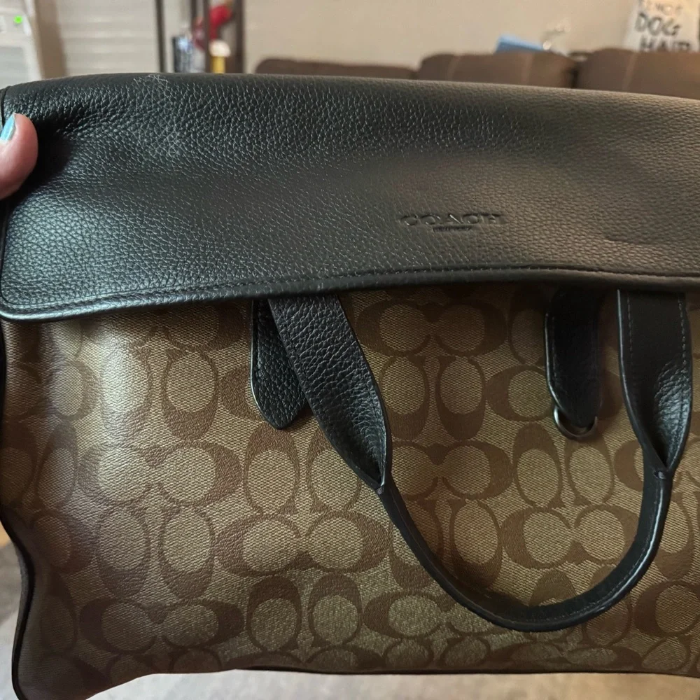Coach Signature Brown and Black Briefcase - Picture 1 of 6